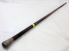 A Silver Topped Rosewood Walking Cane