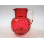 A Victorian Cranberry Water Jug