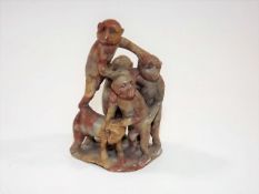 A Chinese Carved Soapstone Figure Group