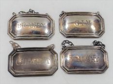 Four Silver Decanter Labels