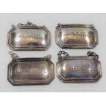 Four Silver Decanter Labels