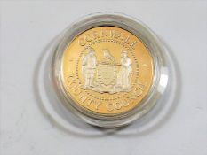 A Cornwall Council Silver Proof Award Medal