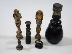 A Small 19thC. Brass Figurative Seal & Other 19thC