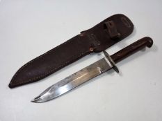 An Early 20thC. Dagger With Wooden Handle & Leathe