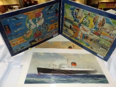 Three Shipping Liner Prints Twinned With Two Airpo