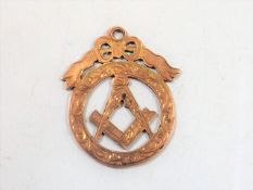 A 9ct Gold Masonic Pendant
