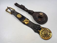 Two C.1900 Horse Straps With Brasses & Bell