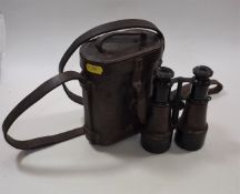 A Pair Of WW1 Binoculars & Leather Case Belonging
