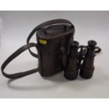 A Pair Of WW1 Binoculars & Leather Case Belonging