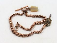 A 19thC. Rose Gold Albert Chain With Faceted Links