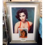 A Large Framed Poster Of Elizabeth Taylor Twinned