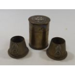 Two Trench Art Ash Trays Twinned With A RAF Trench