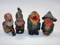 Four Carved Wood German Figures