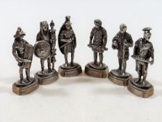 Six Solid Silver Well Modelled Swordsmen