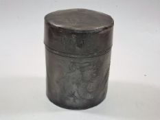 A Chinese Kuthing Pewter Tobacco Jar With Dragon D