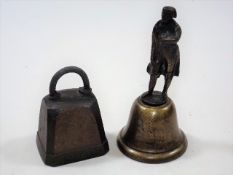 A Small Norwegian Bronze Cattle Bell Inscribed Mer