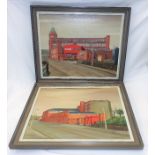 Two Northern Industrial Style Oil Paintings Of The