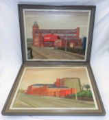 Two Northern Industrial Style Oil Paintings Of The