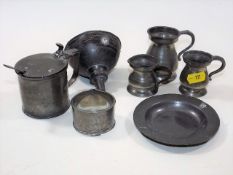 A 19thC. Pewter Wine Funnel & Other Pewter Items