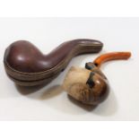 A Meerschaum Pipe Depicting Paul Kruger With Case