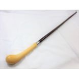 An Antique Gents Walking Cane With Ivory Top & Sil