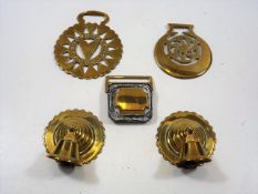 Five C.1900 Horse Brasses Including Two Rings