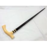 A Gents Victorian Walking Cane With Ivory Pistol G