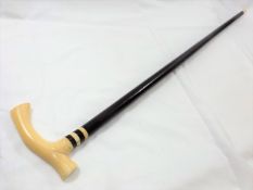A Gents Victorian Walking Cane With Ivory Pistol G