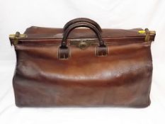 A Large Vintage Leather Gladstone Bag