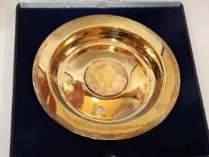 A 22ct Gold Plated Silver Commemorative Coin Dish