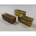 Three Brass Trench Art Money Boxes