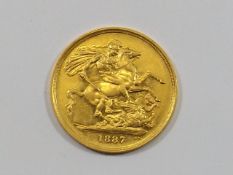 A Victorian 1887 Double Sovereign Two Pound Coin
