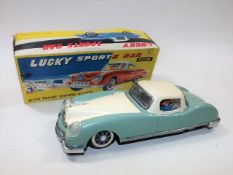 Tin Plate Lucky Sports Car With Original Box