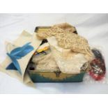 A Boxed Quantity Of Lace & Other Items