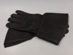 A Pair Of Leather War Time Motorcycle Gloves