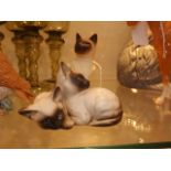 Two Beswick Siamese Cat Figures