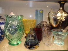 A Quantity Of Art Glass Including Vases & Jugs