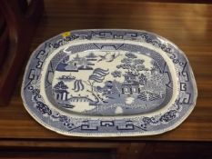 A 19thC. Blue & White Willow Meat Dish