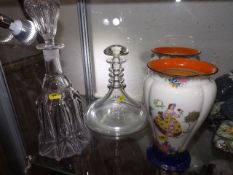 Two Decanters Twinned With Two Deco Style Vases, C