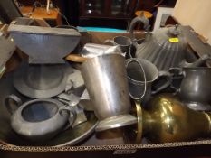 A Boxed Quantity Of Pewter & Other Metalware