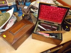 A Victorian Tea Caddy With Faults & A Box With Con