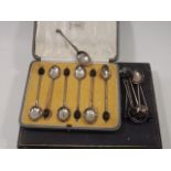 A Set Of Six Silver Coffee Bean Spoons, Six Plated