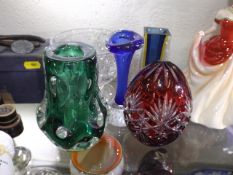 A Liskeard Glass Knobbly Vase & Other Glassware