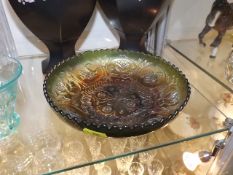 A Carnival Glass Footed Bowl
