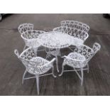 A Five Piece Painted Metal Garden Set Comprising T