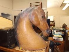 A Life Size Leather Model Horse Bust