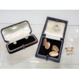 A 9ct Gold Pair Of Cuff Links, A Pair Of 9ct Gold