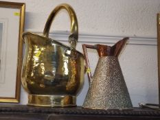 An Arts & Crafts Copper Jug Twinned With Brass Coa