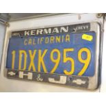 A USA California Kerman Chevvy Number Plate