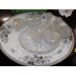 A 19thC. Platter & A Glass Dressing Table Set